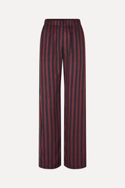 Stine Goya Elasticated Long Pants Pants Navy and Burgundy Wallpaper Stripes