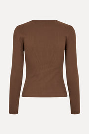 Stine Goya Long Sleeve Rib Top Top Chicory Coffee
