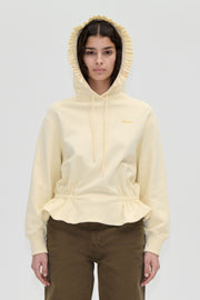 Stine Goya Ruffled Hoodie Sweatshirt Top Buttercream
