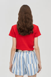 Stine Goya Short Sleeve Relaxed T-Shirt Top Velocity Red