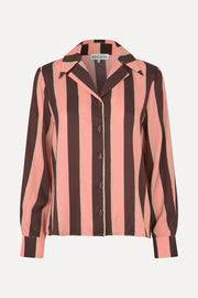Stine Goya Wide Point Collar Shirt Top Rosewood Mint Stripes