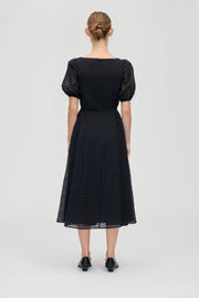 Stine Goya Adjustable Waist Voluminous Midi Dress Dress Checkered Organza