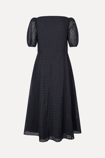 Stine Goya Adjustable Waist Voluminous Midi Dress Dress Checkered Organza