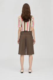 Stine Goya Belted Tailored Bermuda Shorts Chicory Coffee