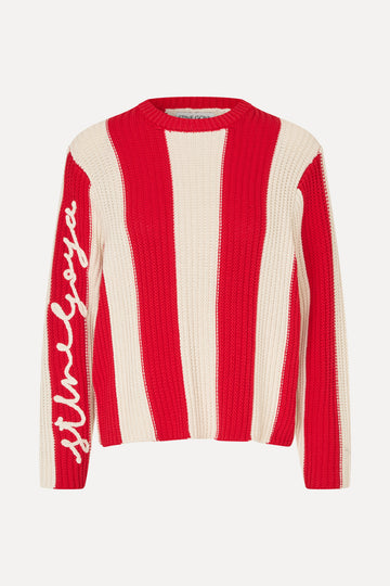 Stine Goya Boxy Motif Sweater Knit Equestrian Stripes