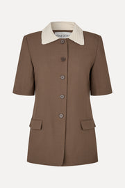Stine Goya Boxy Short Sleeve Tailoring Jacket Jacket Chicory Coffee