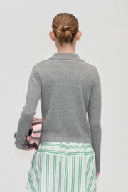 Stine Goya Button Up Long Sleeve Polo Knit Knit Flint Gray