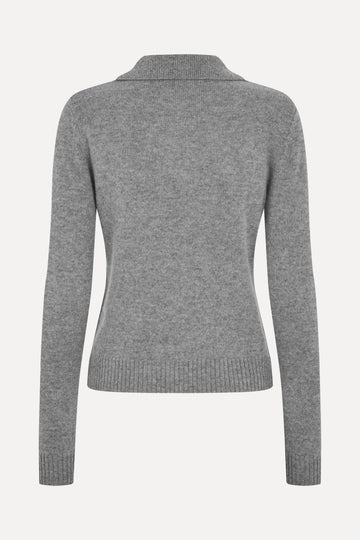 Stine Goya Button Up Long Sleeve Polo Knit Knit Flint Gray