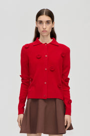 Stine Goya Button Up Long Sleeve Polo Knit Knit Velocity Red