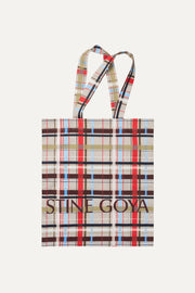 Stine Goya Cotton Tote Accessories Scarlet Grid