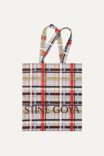 Stine Goya Cotton Tote Accessories Scarlet Grid