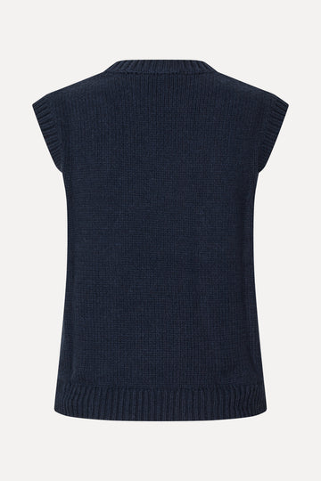 Stine Goya Crewneck Dropped Shoulder Vest Knit Navy