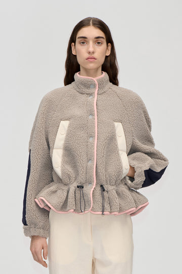Stine Goya Dropped Shoulder Gathered Jacket Jacket Flint Gray