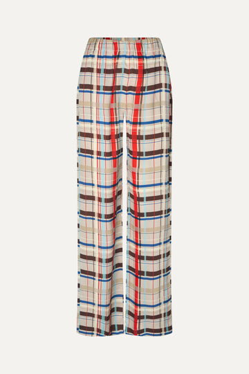 Stine Goya Elasticated Long Pants Pants Scarlet Grid