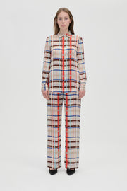 Stine Goya Elasticated Long Pants Pants Scarlet Grid