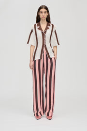 Stine Goya Elasticated Long Pants Pants Rosewood Mint Stripes