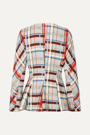 Stine Goya Flared Hem Zip-Up Top Top Scarlet Grid