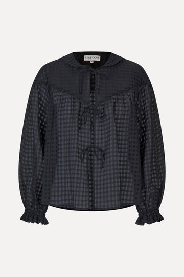 Stine Goya Flowy Long Sleeve Top Top Checkered Organza