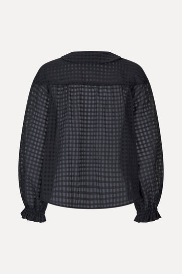 Stine Goya Flowy Long Sleeve Top Top Checkered Organza