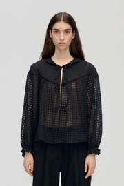 Stine Goya Flowy Long Sleeve Top Top Checkered Organza