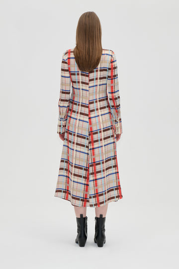 Stine Goya Front Placket Midi Polo Dress Dress Scarlet Grid
