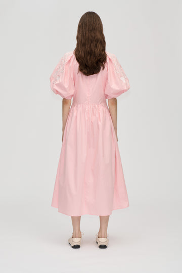 Stine Goya Gathered Raglan Sleeve Midi Dress Dress Ballerina Broderie