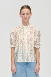 Stine Goya Gathered Top Top Sakura Check Pink
