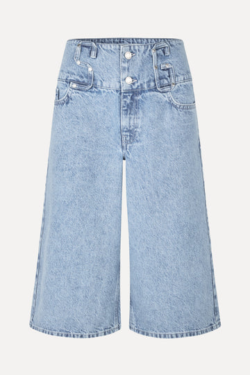 Stine Goya Logoed Loop Jorts Shorts Denim Blue