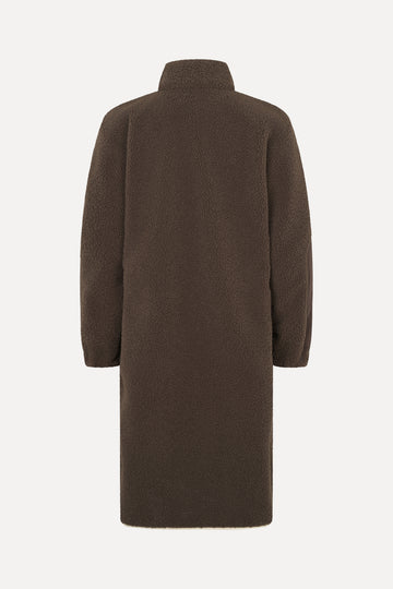 Stine Goya Long Fleece Coat Outerwear Dark Oak