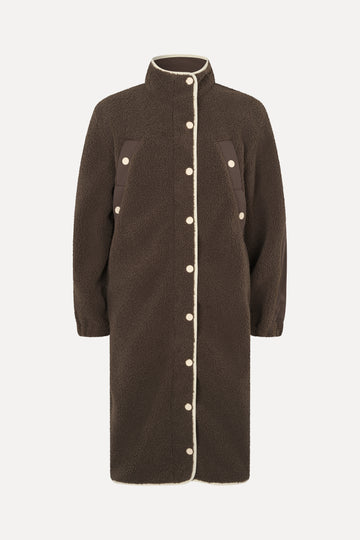 Stine Goya Long Fleece Coat Outerwear Dark Oak