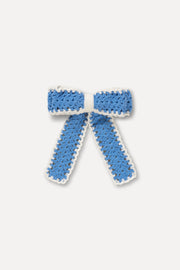 Stine Goya Long Hand-Crochet Bow Hair Clip Accessories Della Robbia Blue