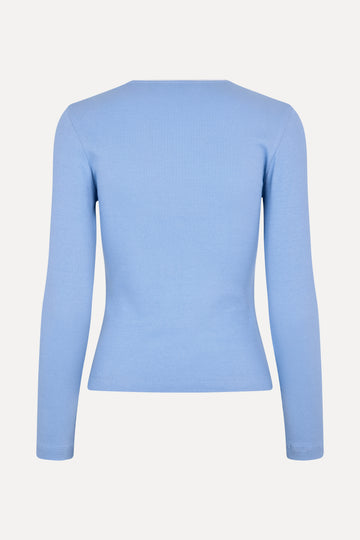 Stine Goya Long Sleeve Rib Top Top Bel Air Blue