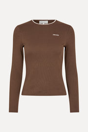 Stine Goya Long Sleeve Rib Top Top Chicory Coffee
