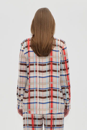 Stine Goya Long Sleeve Shirt Top Scarlet Grid
