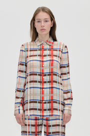 Stine Goya Long Sleeve Shirt Top Scarlet Grid