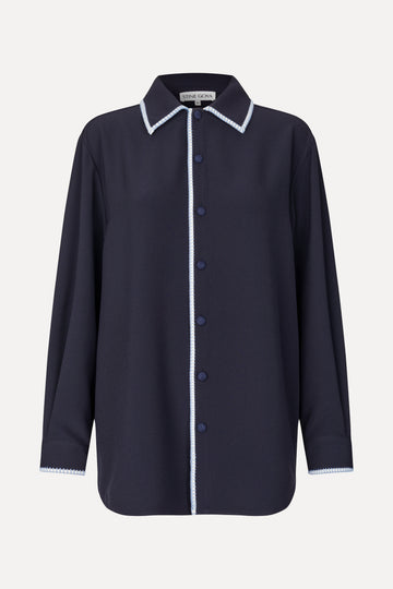 Stine Goya Pocket Oversized Shirt Top Parisian Night
