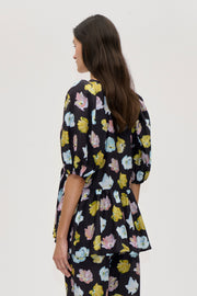 Stine Goya Puff Sleeve Peplum Top Top Morgensol Poppies