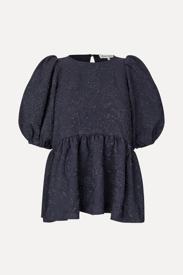 Stine Goya Puff Sleeve Peplum Top Top Garden Relief