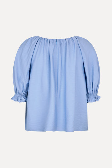 Stine Goya Puff Sleeve Top With Flower Details Top Bel Air Blue