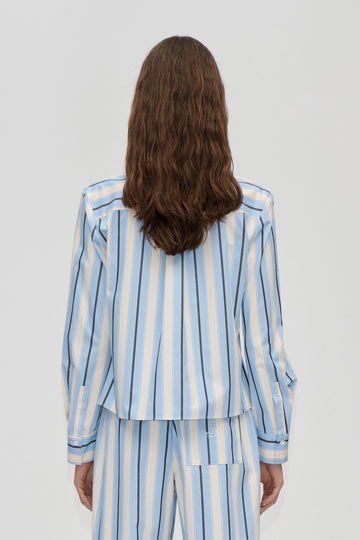Stine Goya Sharp Hem Boxy Shirt Top Lightwave Stripes