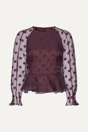 Stine Goya Sheer Peplum Top Top Polka