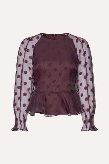 Stine Goya Sheer Peplum Top Top Polka