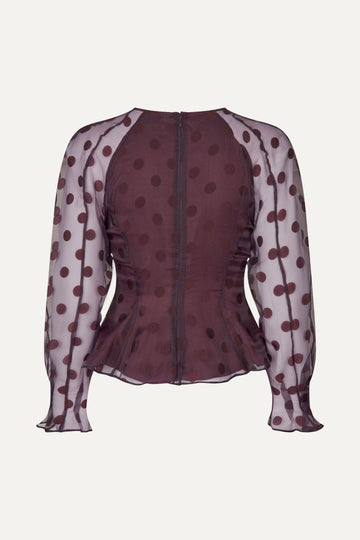 Stine Goya Sheer Peplum Top Top Polka