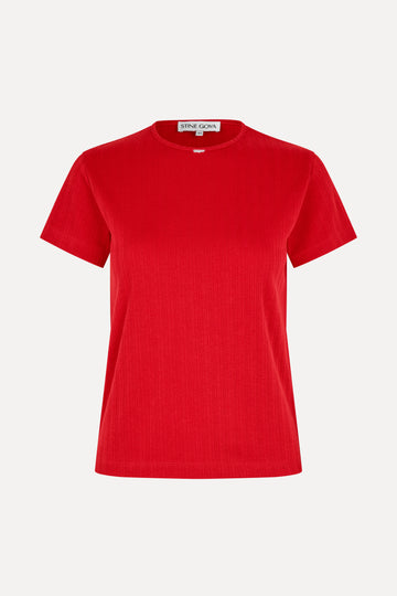 Stine Goya Short Sleeve Relaxed T-Shirt Top Velocity Red