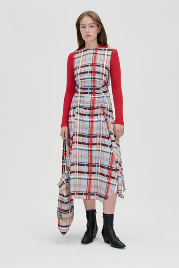 Stine Goya Sleeveless Gathered Midi Dress Dress Scarlet Grid