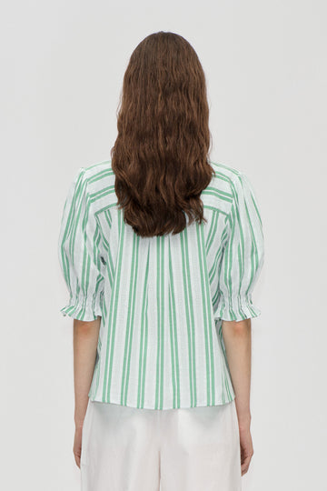 Stine Goya Smocked Gathered Top Top Smocked Stripes