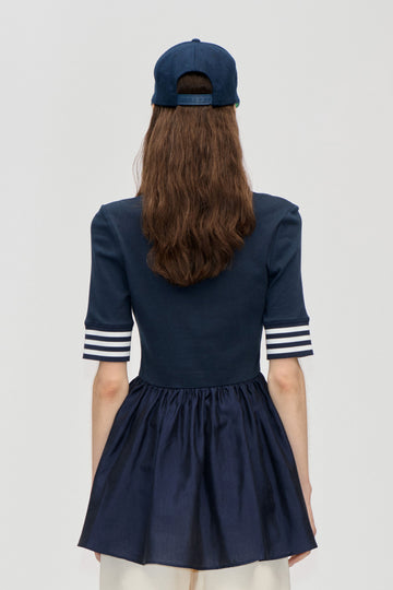 Stine Goya Sportif Ruffle Top Top Baseball SG Patch