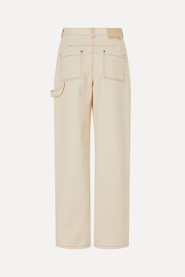 Stine Goya Twist Knee Seam Denim Pants Pants Natural / Contrast Red