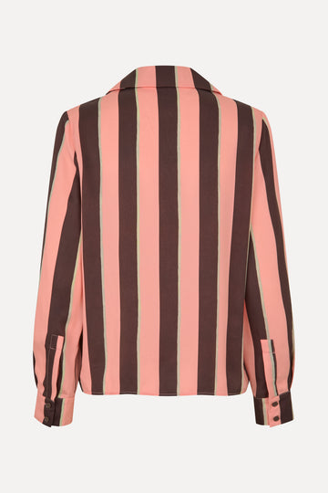 Stine Goya Wide Point Collar Shirt Top Rosewood Mint Stripes