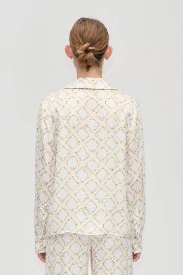 Stine Goya Wide Point Collar Shirt Top Sakura Check Yellow